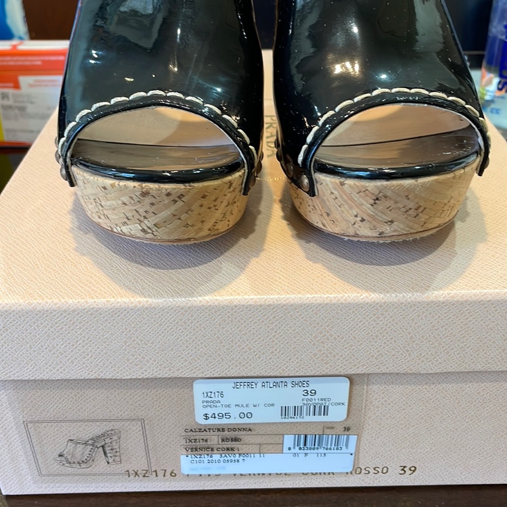 Authentic Prada Vernice Cork Slide